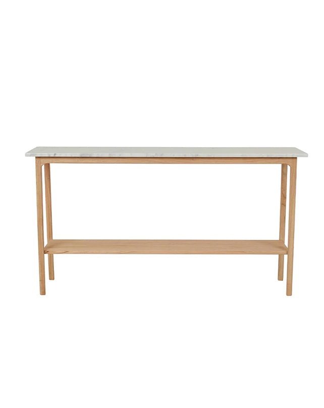 Consolle rettangolare con piano in marmo White Cedar