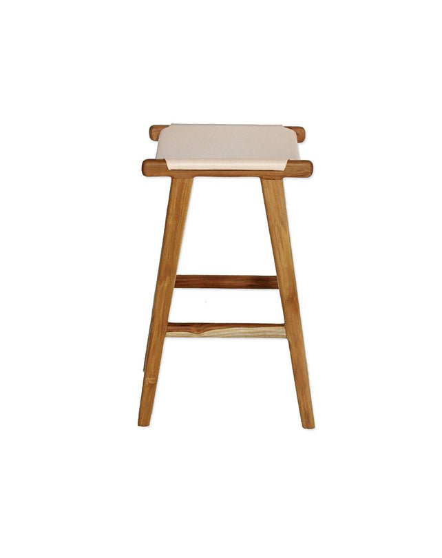 Sgabello Jerry in pelle piatta - Naturale