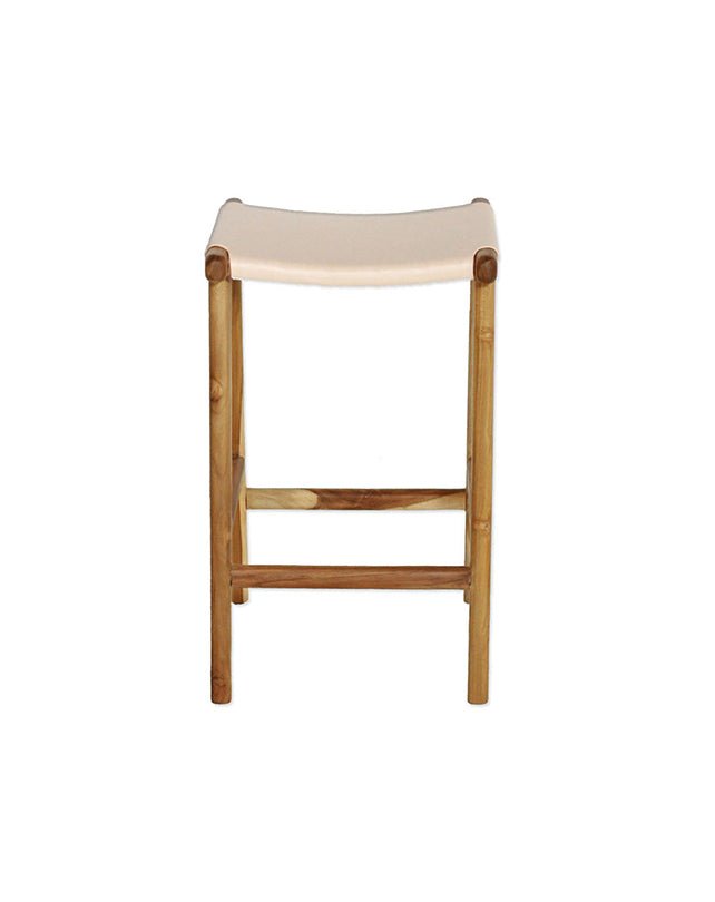 Sgabello Jerry in pelle piatta - Naturale