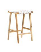 Sgabello Jerry in pelle intrecciata - Bianco