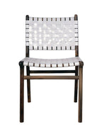 Sedia da pranzo in teak con cinghie in pelle e larghezza regolabile