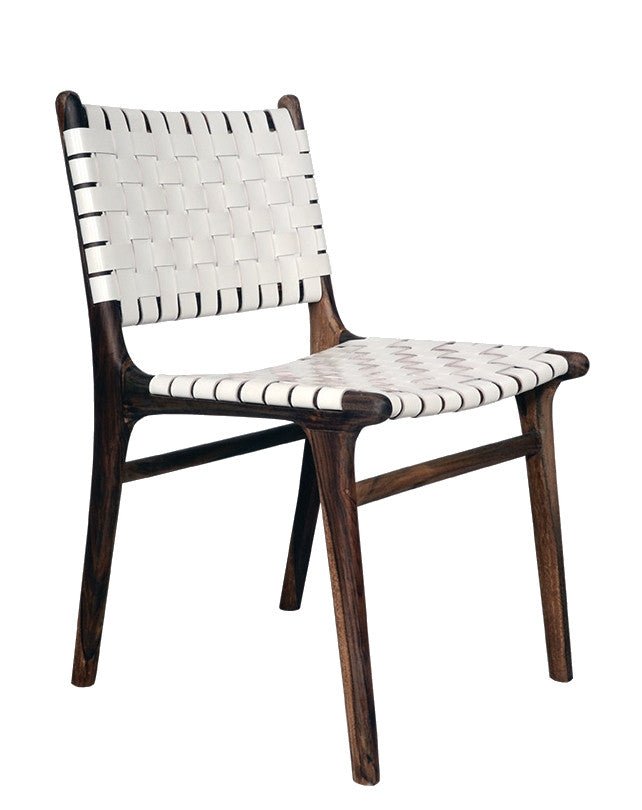 Sedia da pranzo in teak con cinghie in pelle e larghezza regolabile