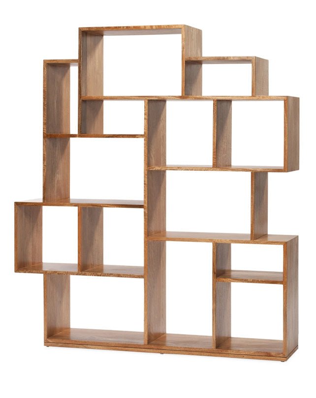 Libreria grande in legno di mango, stile contemporaneo retrò