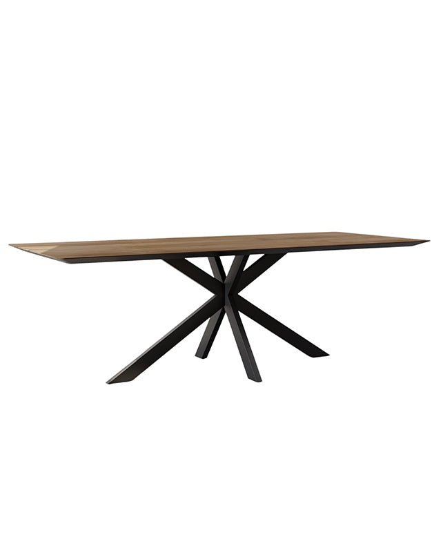 Tavolo da pranzo in teak riciclato 240 cm con base in acciaio